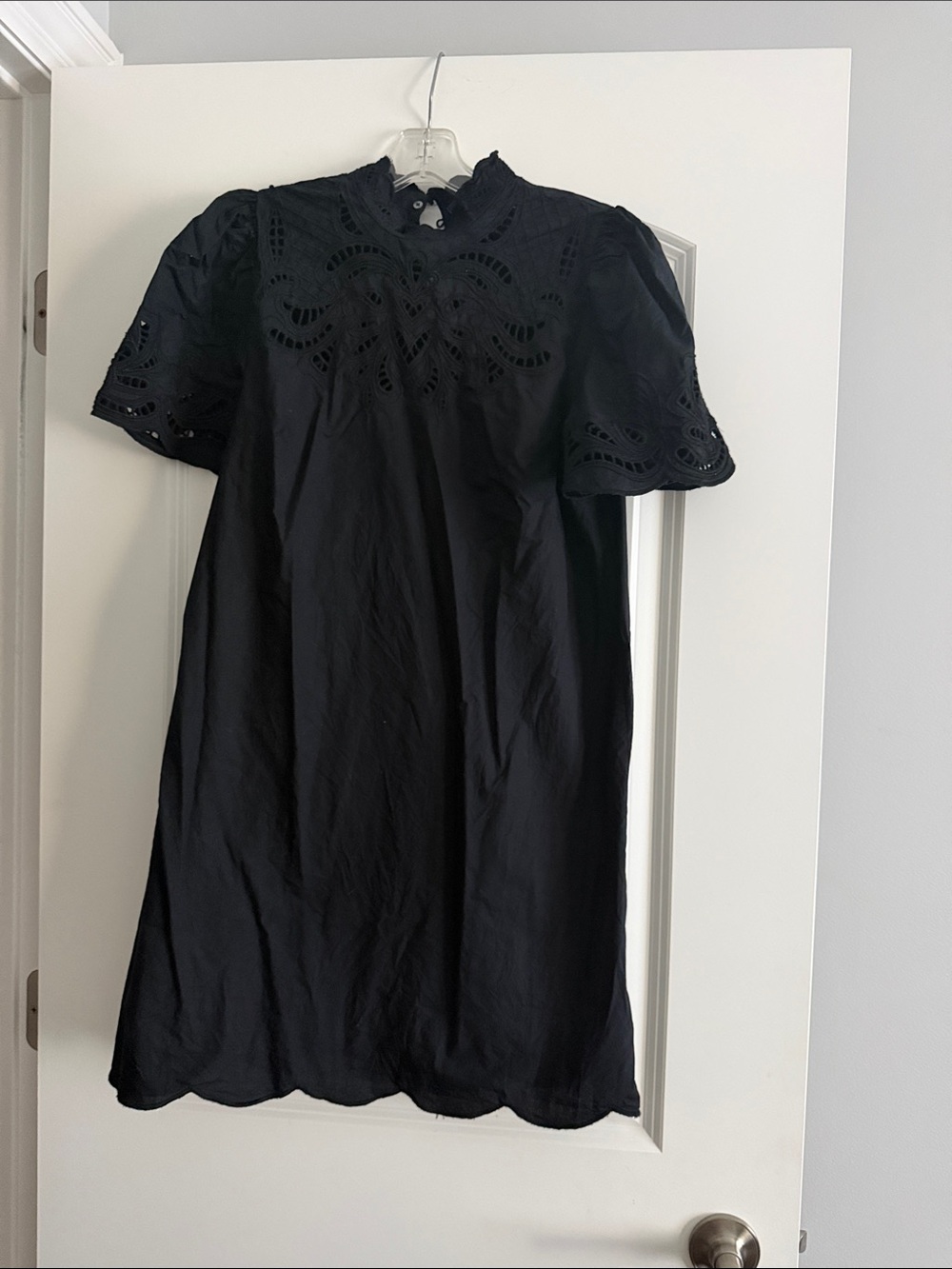 GAP Black Eyelet Short Sleeve Dress